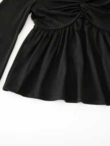 SHEIN 2件組青少年女孩極簡溫柔風約會購物日常春秋冬上衣，秋季上衣，度假穿搭 - 酒紅色 - 查看 4