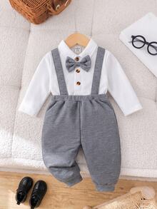 Souflis Souflis Bộ đồ liền thân cổ điển cho bé trai Academy Gentleman có dây đeo và quần dài 2 món, phù hợp cho mùa thu - Nhiều màu - Xem 8