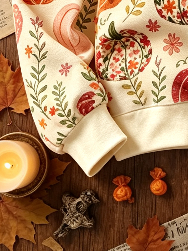 Áo nỉ in họa tiết bí ngô Halloween và Lễ Tạ ơn cho bé gái tuổi teen - Nhiều màu - Xem 4