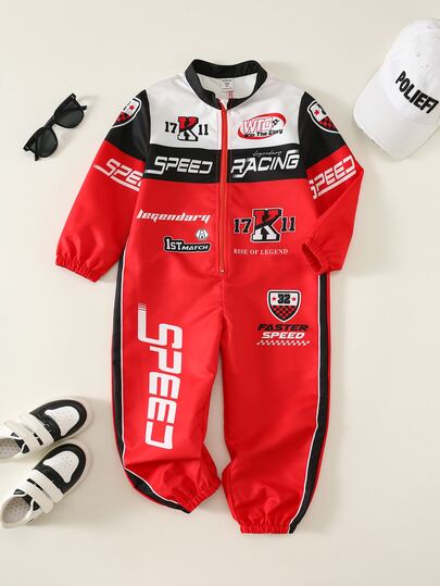 Bubblio Young Boys Casual Sports Street Fashion Motorcycle Racing Jumpsuit Suitable For Halloween, Sports Competitions, Birthday Parties, Baptism, First Birthday Celebration, Evening Parties, Performances, Weddings And Other Occasions Suitable For Autumn/Winter