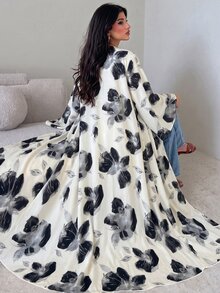 Yasmyna 女款梭織數位印花長袖優雅浪漫阿拉伯式長袍 - 彩色 - 查看 2