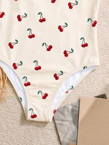 SHEIN Young Girls' Minimalist Casual Spaghetti Strap One-Piece Swimwear, Suitable For Summer - Multicolor - View 5