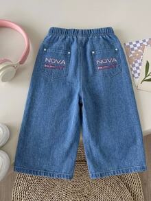 SHEIN Baby Girl Casual Daily Long Pants With Pocket, Letter And Cartoon Pattern,Suitable For Autumn And Winter - Multicolor - View 6