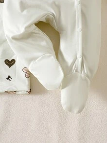 SHEIN Newborn Baby Clothes Gift Set, Spring/Summer New Style Layette Outfit, Infant Romper Suit, Shower Gift White Cute Unisex - Beige - View 7