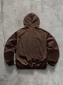 AXEPEAK 男士梭織時尚休閒寬鬆拼接開襟夾克 - 棕色 - 查看 4