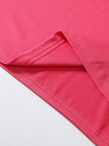 EMERY ROSE A Large-Sized Rose-Red Round-Neck Long-Sleeved T-Shirt, Comfortable And Versatile Fall - Hot Pink - View 4