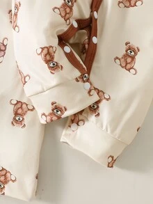 SHEIN 新生兒春/夏新款嬰兒連身衣套裝禮盒，適合新生兒秋季穿著 - 棕色 - 查看 4