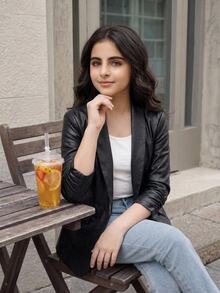 Tween Girls Lapel PU 3/4 Sleeve Blazer Jacket, Suitable For Daily Wear, Applicable For Autumn/Spring - Black - View 3