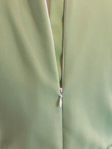 SHEIN Teen Girl Elegant Party Solid Color Bow Decor Halter Mini Dress, Summer, Graduation, Outfits - Mint Green - View 6