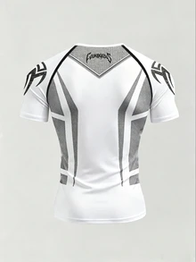 GymBeat Men's Plus Size White Contrast Color Casual Short Sleeve Sports T-Shirt Gym Sports Summer - Black - View 2