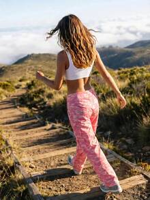 WanderVale Women's Camouflage Waist Fold Cargo Pocket Hiking Pants - Pink - View 2