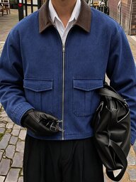 AXEPEAK Men's Collared Long Sleeve Jacket And Outerwear