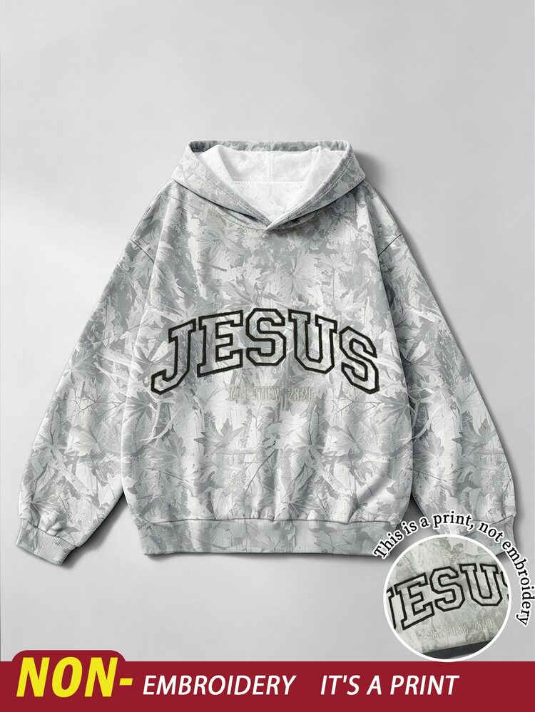 Tween Girls Cool Forest Camo Jesus Text Print Sweatshirt, Suitable For Autumn/Winter, Personalized Sweatshirt, Easy And Comfortable, Daily Wear, Casual Sports, Winter Girls Series Winter Essential, Back To School Essential Item, Basic Style, Daily Fashion, Sweet And Cool Girl, Fashionable Korean Style - Multicolor - View 4