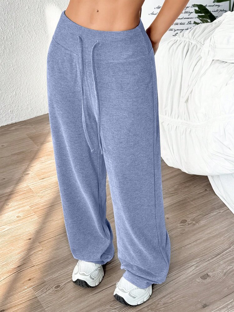 Velisys Velisys Pantalones deportivos anchos de unicolor simple con cordón en la cintura para mujer - Azul - Añade 6