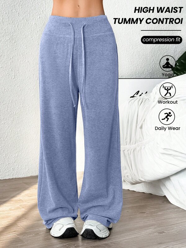 Velisys Velisys Women's Simple Solid Color Drawstring Waist Loose Wide Leg Sports Pants Wide Leg Sweatpants