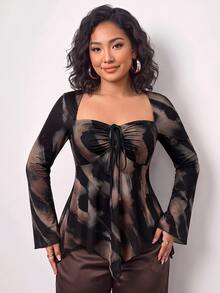 Enliva Plus Size Women Tops Fall - Multicolor - View 5