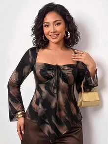 Enliva Plus Size Women Tops Fall - Multicolor - View 3