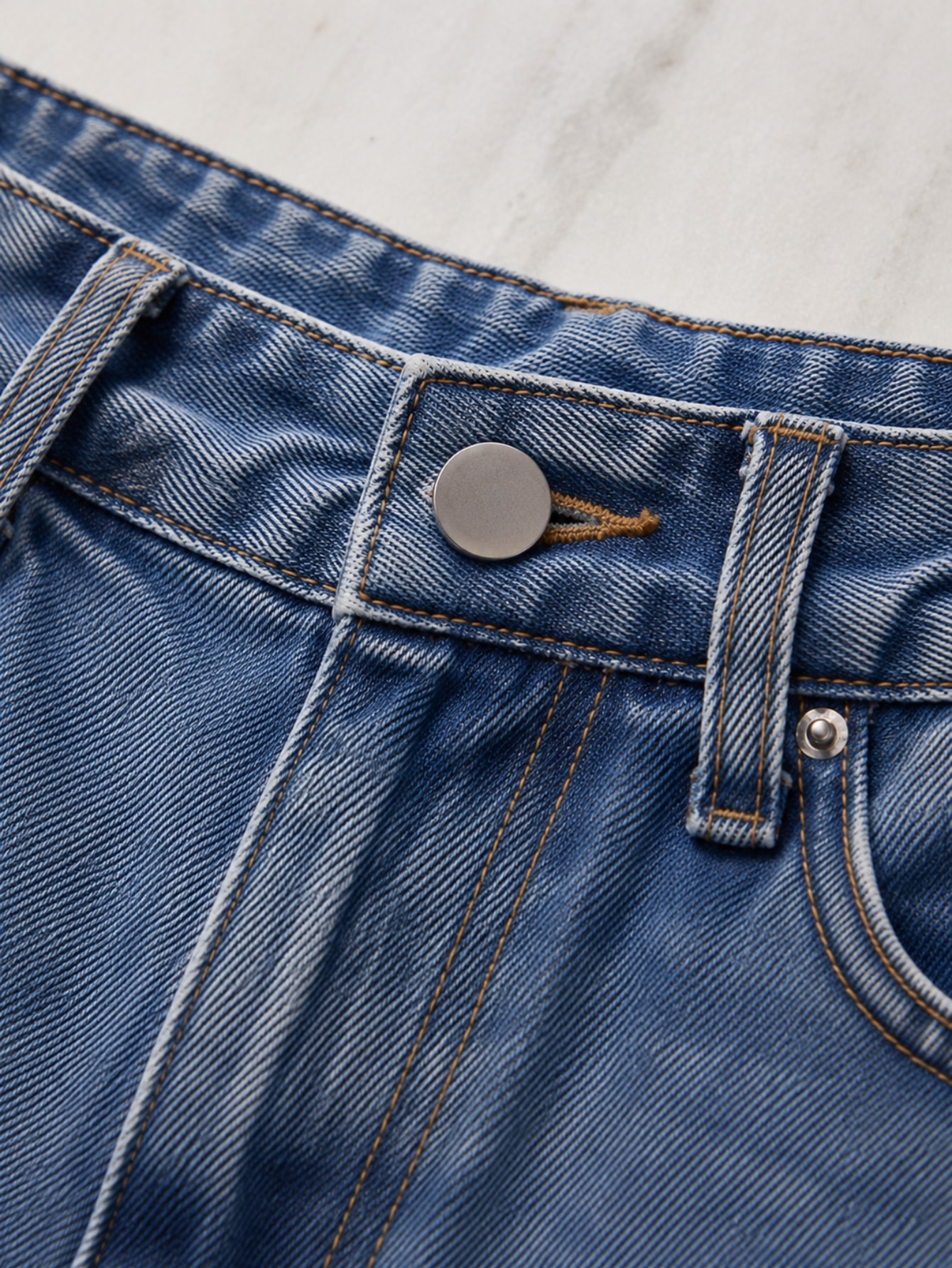 Blue Denim Straight Leg Distressed Lace Detail Jeans, view 7