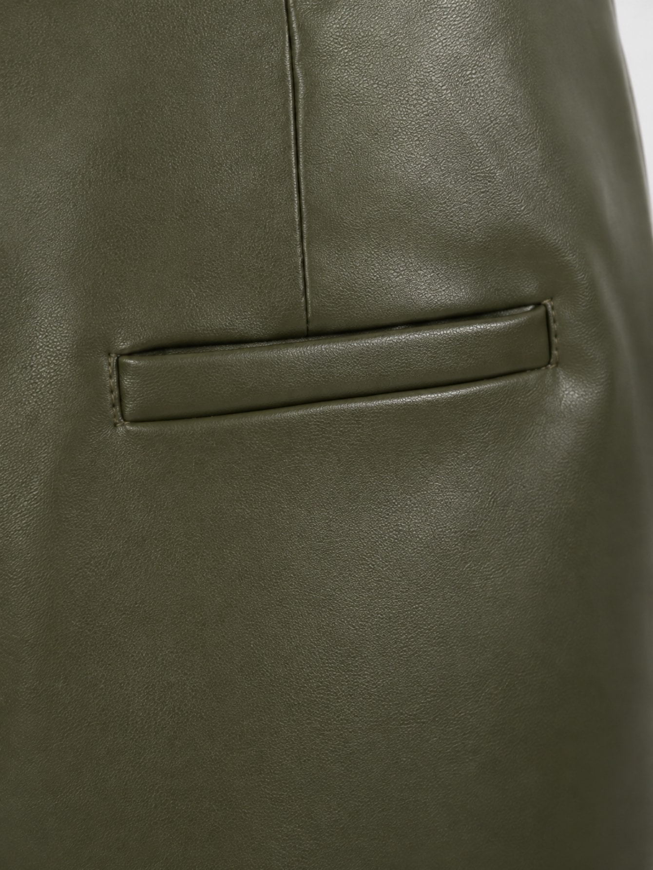 Olive Slim Fit Mid Rise Leather Pants Casual, view 7