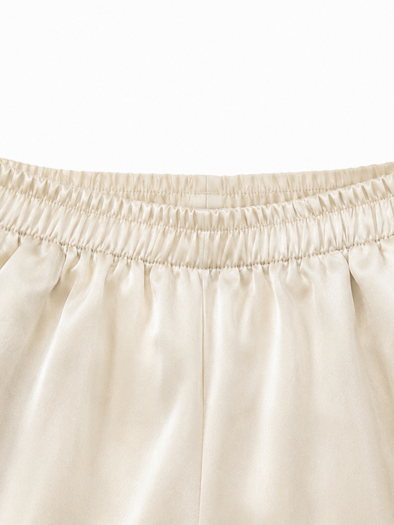 Ivory Satin Lace Detail Shorts, view 5