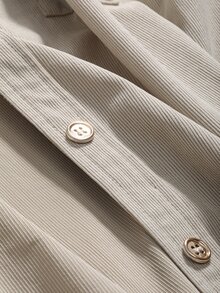 DAZY Patched Pocket Button Front Shirt,Long Sleeve Tops,Fall Women Clothes - Beige - View 4