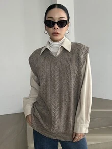 DAZY Patched Pocket Button Front Shirt,Long Sleeve Tops,Fall Women Clothes - Beige - View 6