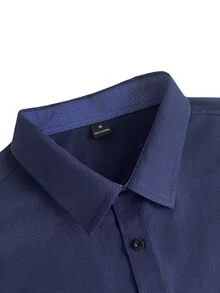 Manfinity Mode Manfinity CasualCool Men's Casual Long-Sleeve Shirt, Suitable For Formal Occasions And Celebrations. - Navy Blue - View 5