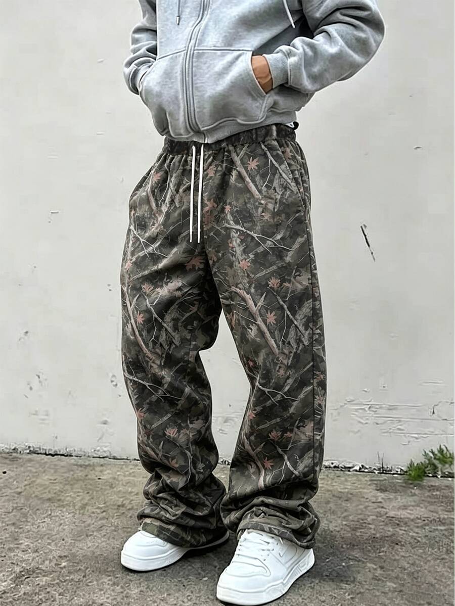 Coolqubz Teenager New Spring/Summer Gothic Lightning Font Pattern Casual Straight Leg Sports Streetwear Long Pants - Army Green - View 1
