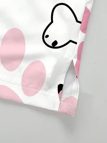 PopScrub 2件組休閒女僕警察風格動物爪印骨頭卡通圖案刷手服套裝，女款時尚V領短袖口袋開衩工作服 白色 - 彩色 - 查看 5