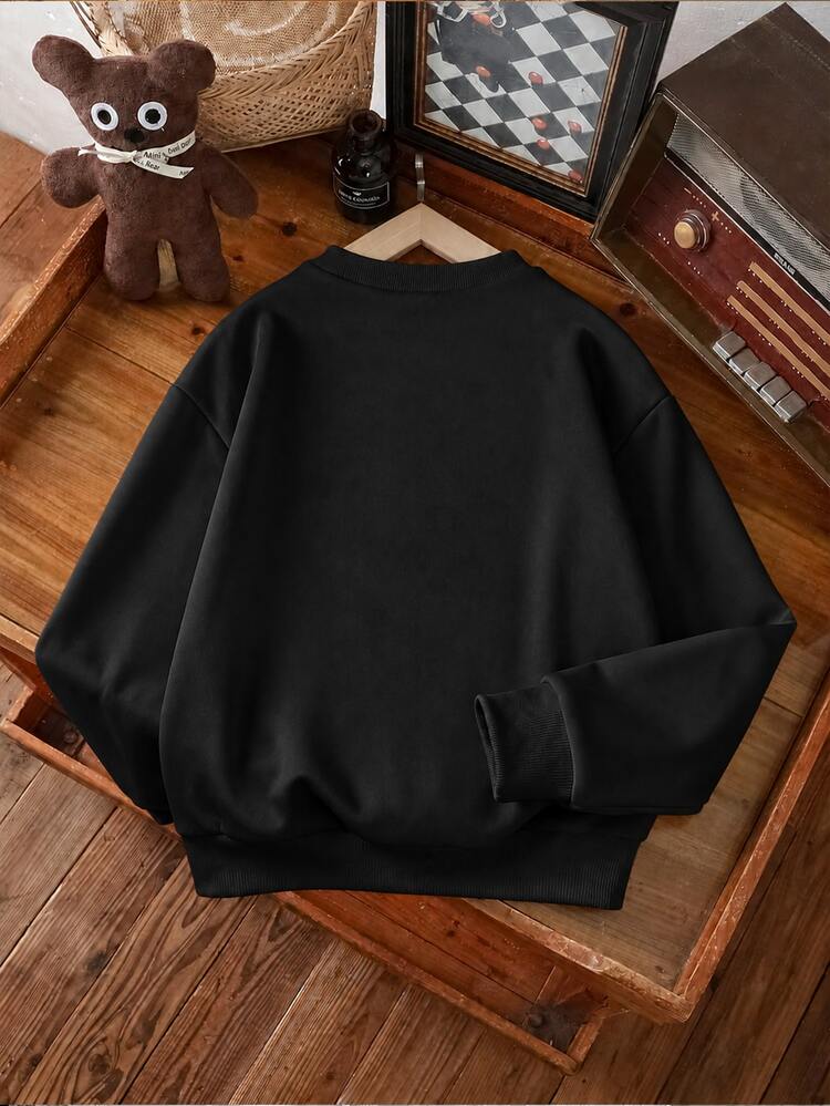 Tween Girls Black Halloween Pumpkin,Little Ghost Bandage Pattern Crew Neck Loose Pullo Fleece-Lined Sweatshirt, Autumn/Winter Outfit, Back To School - Multicolor - View 2