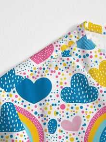 PopScrub Bộ đồ scrub 2 món nữ màu trắng, họa tiết hoạt hình graffiti cầu vồng phong cách casual, áo cổ chữ V tay ngắn có túi và thiết kế vòng tai, vạt xẻ, kèm quần ống đứng, trang phục đi làm mùa hè quay lại trường học - Nhiều màu - Xem 5