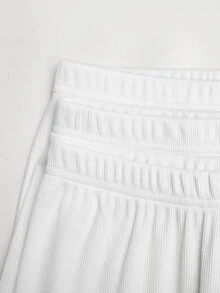 SHEIN Tween Girl Tween Girl 3PCS Tween Girl Solid Color Bow Decor Elastic Waist Base Shorts - White - View 3