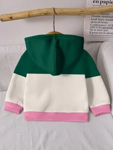 女嬰運動大學風連帽夾克 33號數字印花拼色拉鍊運動衫 休閒可愛幼童外套 - 彩色 - 查看 2
