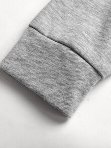 SHEIN 青少年女孩純色百褶不對稱領長袖套頭運動衫 - 灰色 - 查看 7