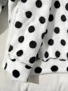 SHEIN 青少年女孩抓絨連帽拉鍊外套，適合秋冬戶外與返校穿著 - 白色 - 查看 10