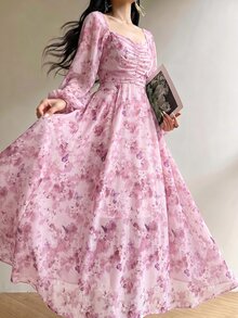 Modelyn 春夏波點收腰優雅時尚長洋裝 - 彩色 - 查看 7