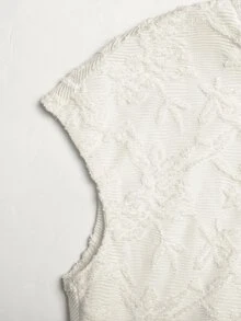 SHEIN 青少年女孩優雅杏色高領中長版提花針織蕾絲洋裝，立領洋裝 - 杏色 - 查看 5