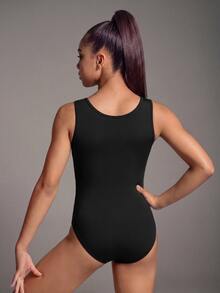 SHEIN Tween Girls 2pcs Gymnastics Leotard & Shorts Set,Black Summer Athletic Dancewear Team Competition Uniform,Individual Training Outfit,Rhinestone Decor - Black - View 6