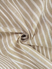 Auralis New All-Season Khaki Striped Plus Size Cinched Waist V-Neck Long Sleeve Blazer Suit/Elegant Commute Premium Shirt 2-Piece Set/Metal Button Decor - Khaki - View 8