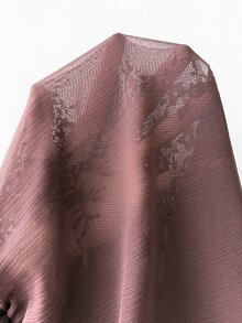 Vionelle Plus Size Solid Color Sheer Lace Patchwork Raglan Sleeve Tie Design Women's Blouse - Brown - View 7