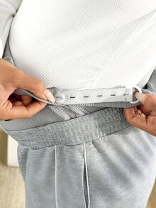 SHEIN Maternity Minimalist Versatile Sweatpants With Pockets And Adjustable Waistband - Grey - View 7