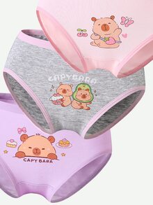 6件裝少女可愛俏皮卡通印花純棉內褲，適合四季秋季穿著 - 彩色 - 查看 5