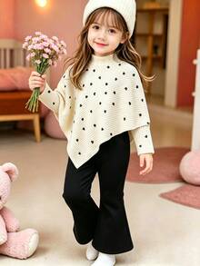 SHEIN Elladie kids 2Pcs Set Girlss T-Shirt Co-Ords Back To School Fall - Apricot - View 3