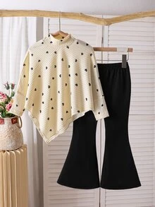 SHEIN Elladie kids 2Pcs Set Girlss T-Shirt Co-Ords Back To School Fall - Apricot - View 5