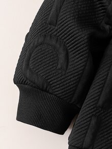 SHEIN Coolqubz 2件組 男童韓系簡約黑色落肩半拉鍊運動衫與直筒寬鬆運動長褲套裝，柔軟舒適面料，百搭版型，適合街頭風、休閒戶外、春秋日常穿著 - 黑色 - 查看 6