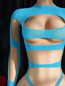 SpicyHot Women Sexy Bodysuits Rave Fall - Blue - View 6