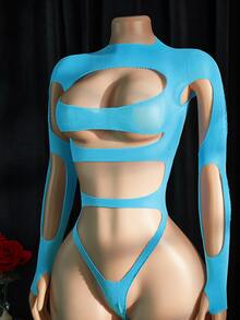 SpicyHot Women Sexy Bodysuits Rave Fall - Blue - View 3