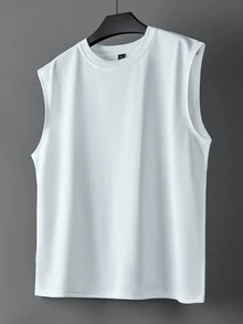 PAVTROS Men's Plus Size Solid Color Casual Versatile Daily Wear Top - White - View 4