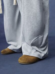 PAVTROS Men's Casual Loose Curved Leg Sweatpants - Grey - View 4
