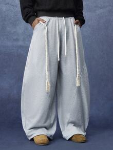 PAVTROS Men's Casual Loose Curved Leg Sweatpants - Grey - View 1
